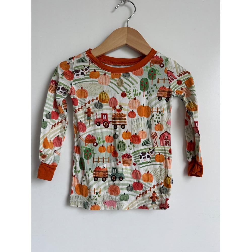 Little Sleepies Autumn on the Farm Bamboo Pajama Top 18-24 Months Pumpkin LS